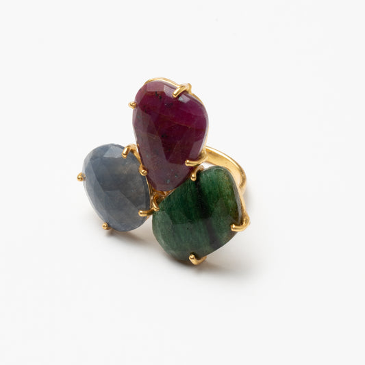 Anillo Mosaico Spohn Ed. Limitada 34 Rubí, Verde y Gris