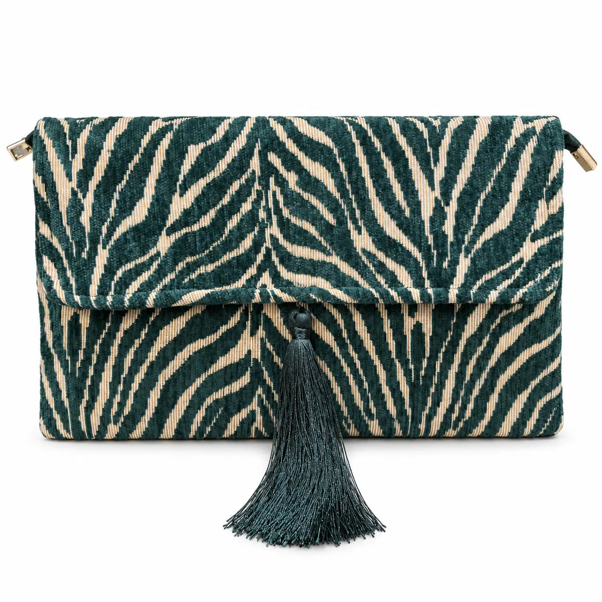 Bolso Sobre Tapiz Selva Verde Teal y Beige