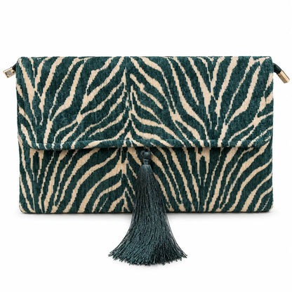 Bolso Sobre Tapiz Selva Verde Teal y Beige