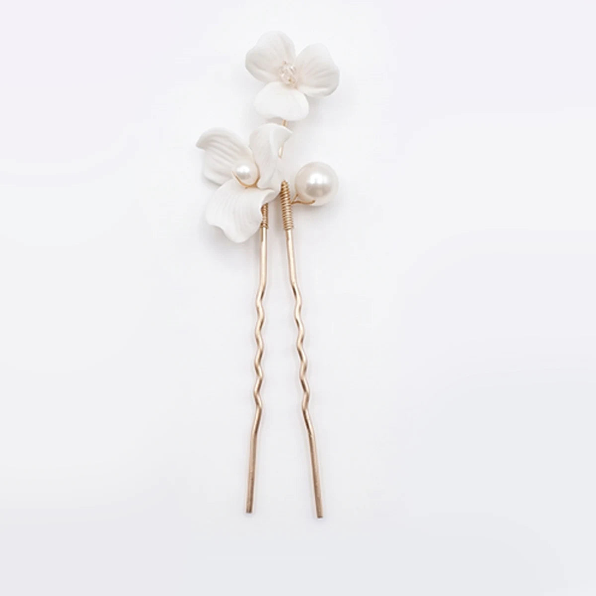 Horquilla Cerámica Blanca Pierisi Tipo D - Doble flor y Perla