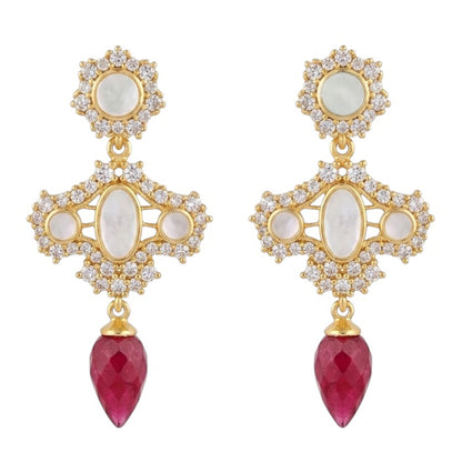 Pendientes Bellis Shine, Nácar y Rubí