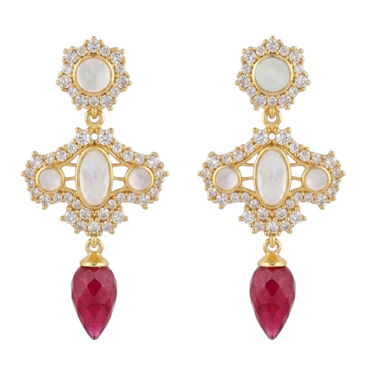 Pendientes Bellis Shine, Nácar y Rubí