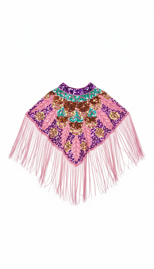 Capa Joya Multi Tribal Morado, Verde agua y Rosa