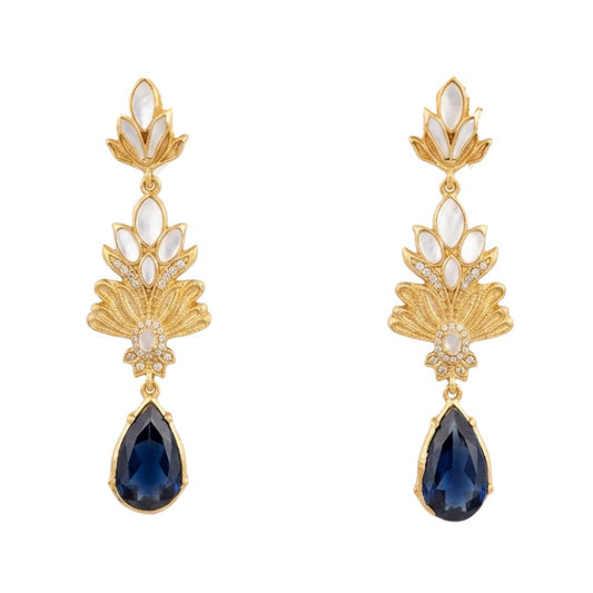 Pendientes Mariner Blanco nácar y Azul oscuro