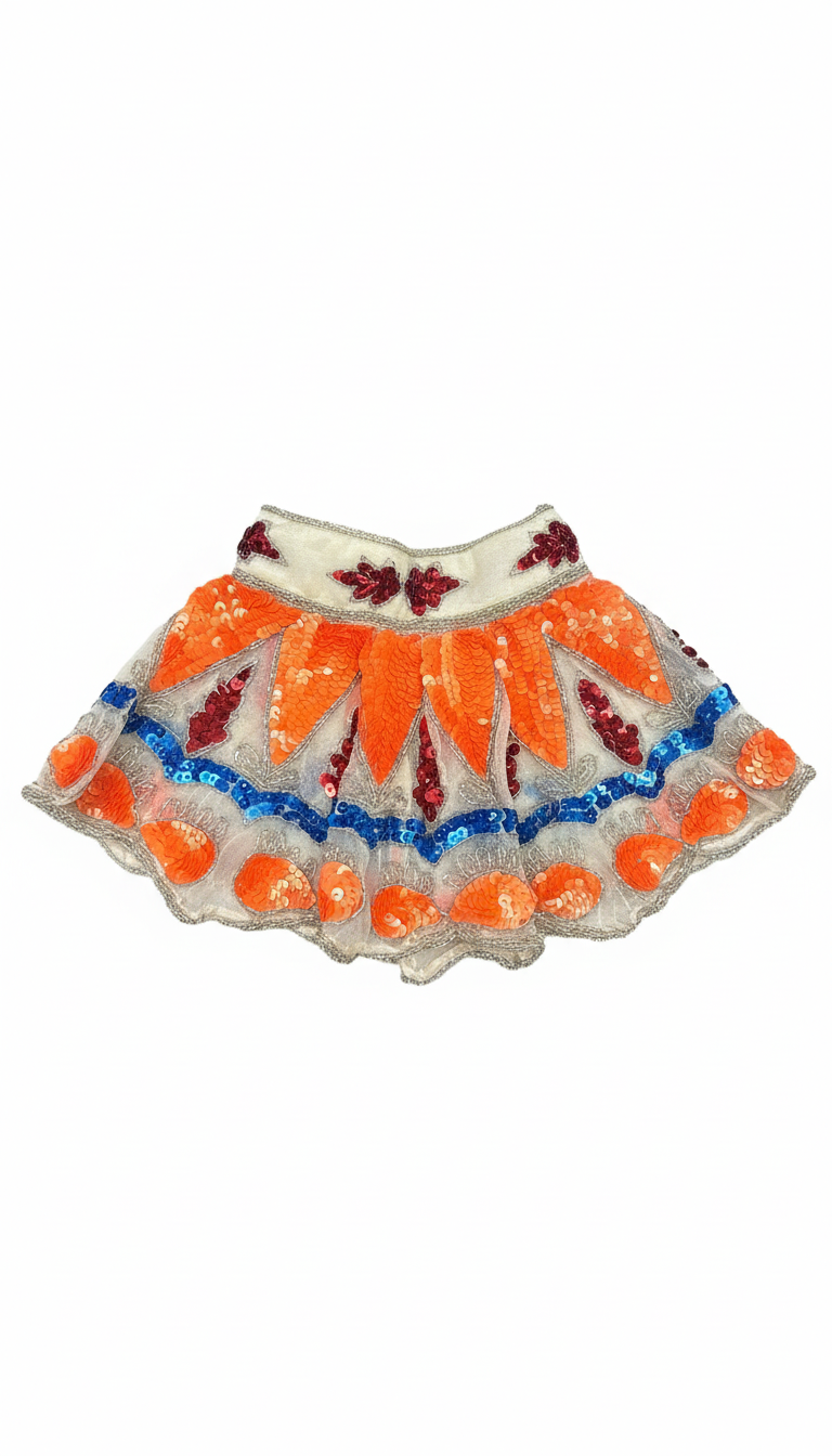 Cuello Joya Zardozi Beige, Naranja y Azul