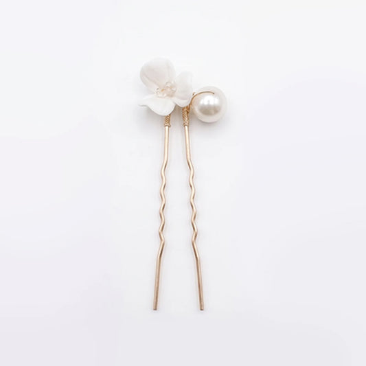 Horquilla Cerámica Blanca Pierisi Tipo E - Flor y Perla