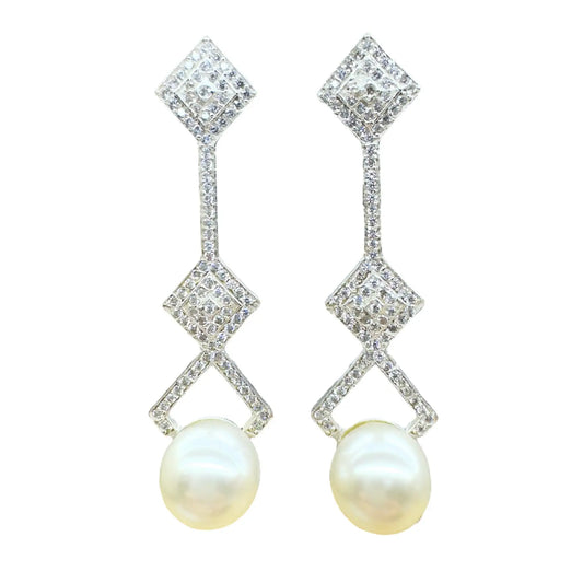 Pendientes Art Déco Plata Shine Perla