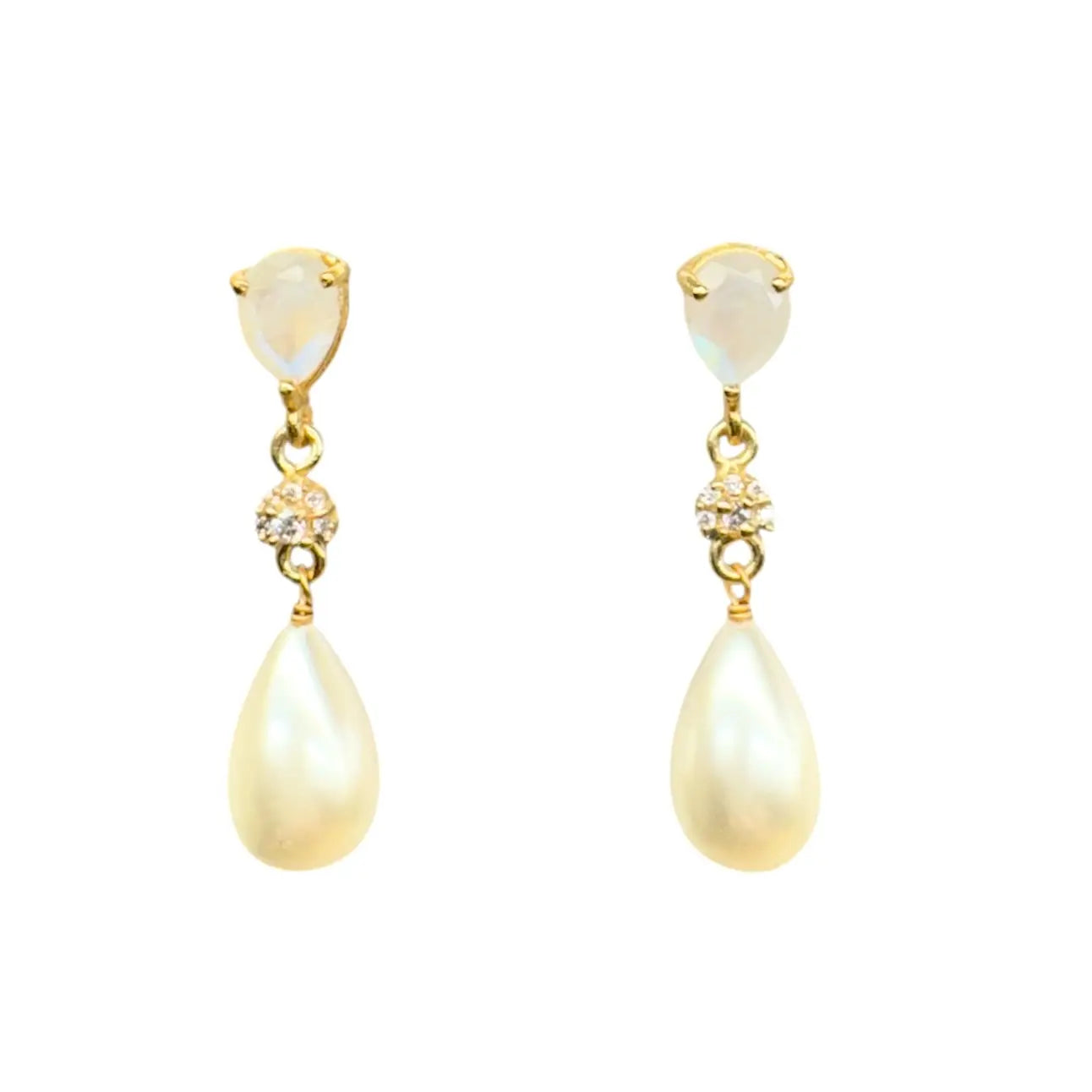 Pendientes Rubor Gota Piedra Lunar y Perla