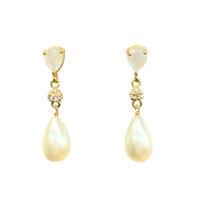 Pendientes Rubor Gota Piedra Lunar y Perla