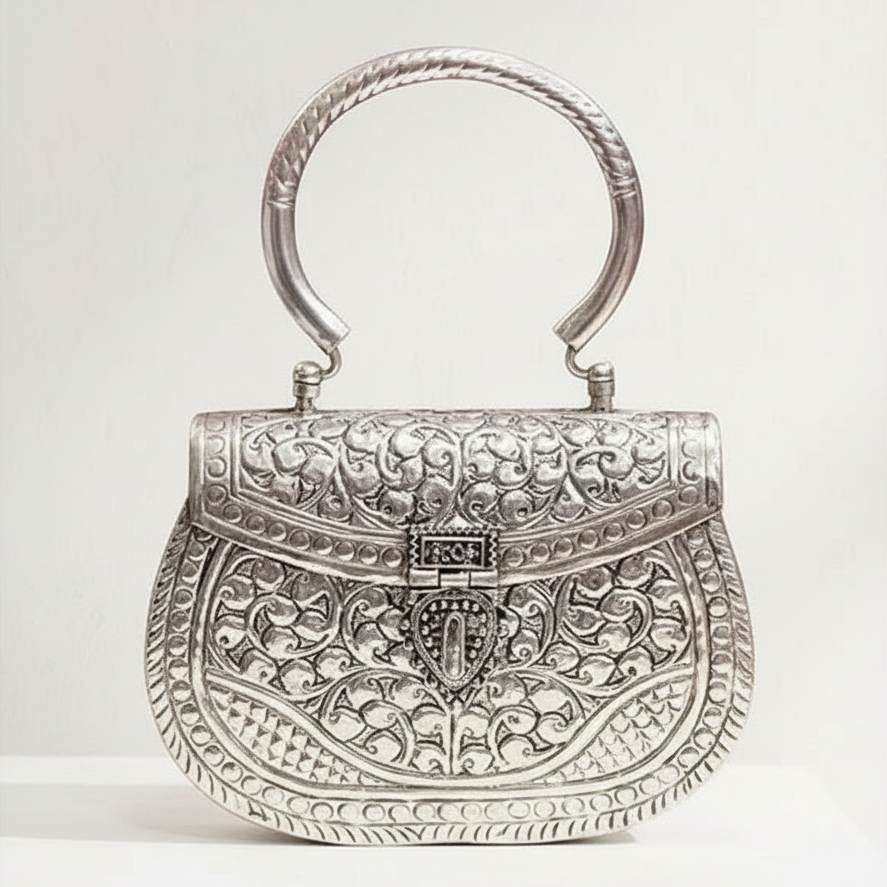 Bolso Cofre Asa Omate Plata