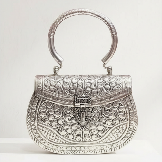 Bolso Cofre Asa Omate Plata