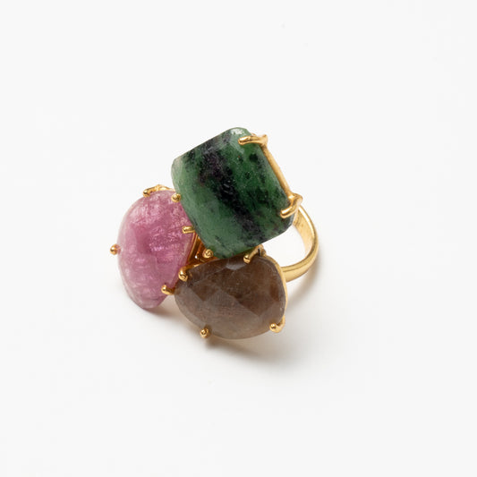 Anillo Mosaico Spohn Ed. Limitada 15 Verde, Marrón y Rosa