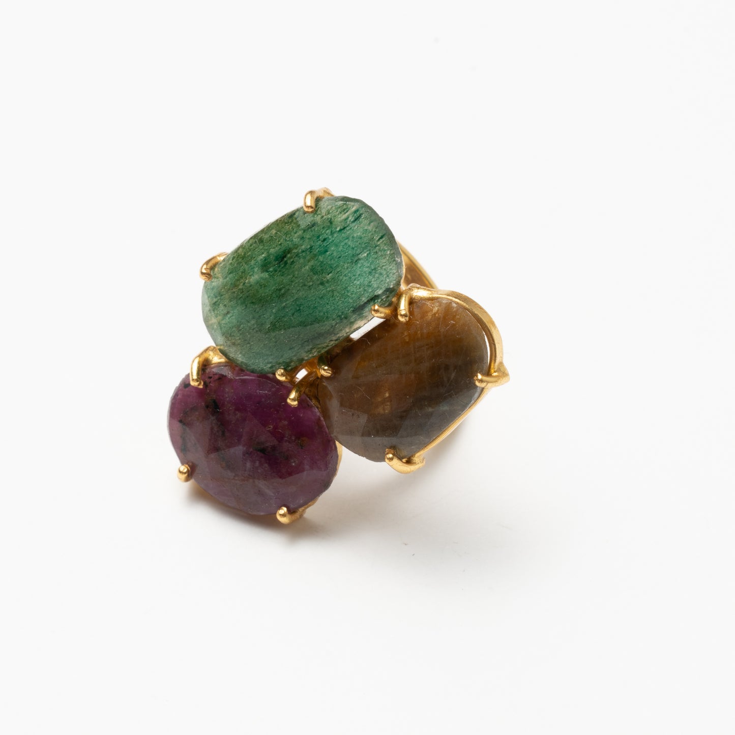 Anillo Mosaico Spohn Ed. Limitada 9 Verde, Marrón y Rubí