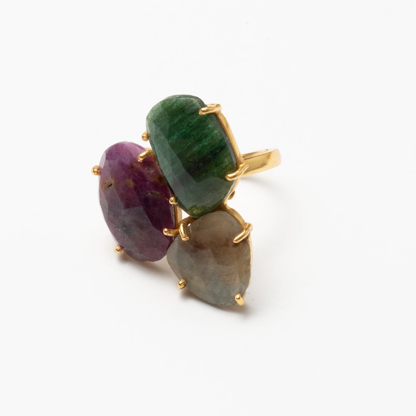 Spohn Mosaic Ring Limited Edition 7 Green, Brown and Ruby
