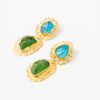 Elenis Earrings Limited Edition Rough Turquoise Blue and Green