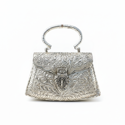 Bolso Cofre Asa Argéntea Plata