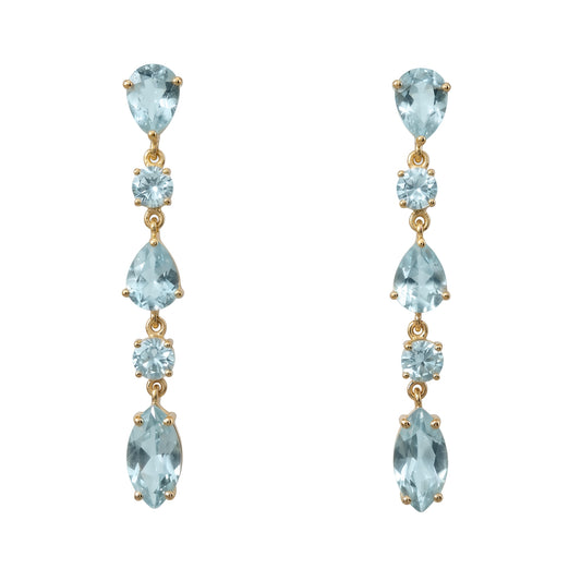 Pendientes Cristalina Azul claro aguamarina