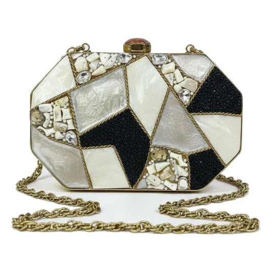 Clutch Deluxe Poliedro Mosaico Blanco, Gris y Negro