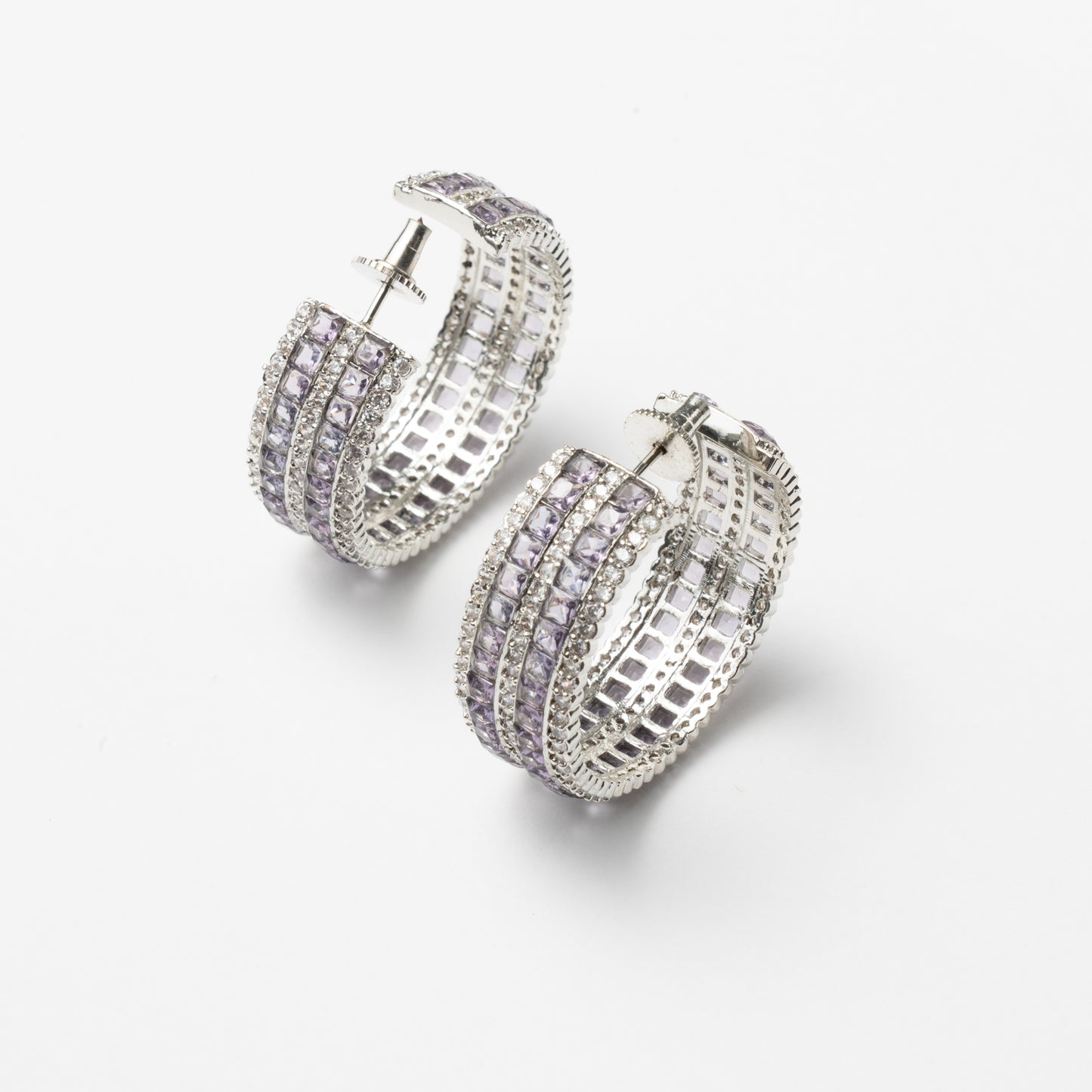 Venta Flash Vintage Pendientes Aros Astoria Ed. Limitada Plata Lila