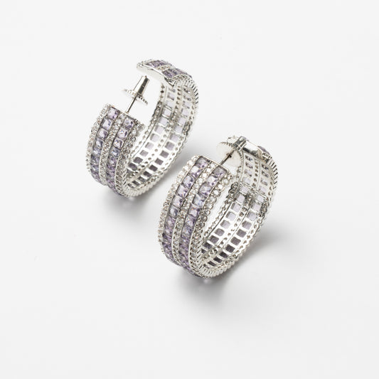 Venta Flash Vintage Pendientes Aros Astoria Ed. Limitada Plata Lila