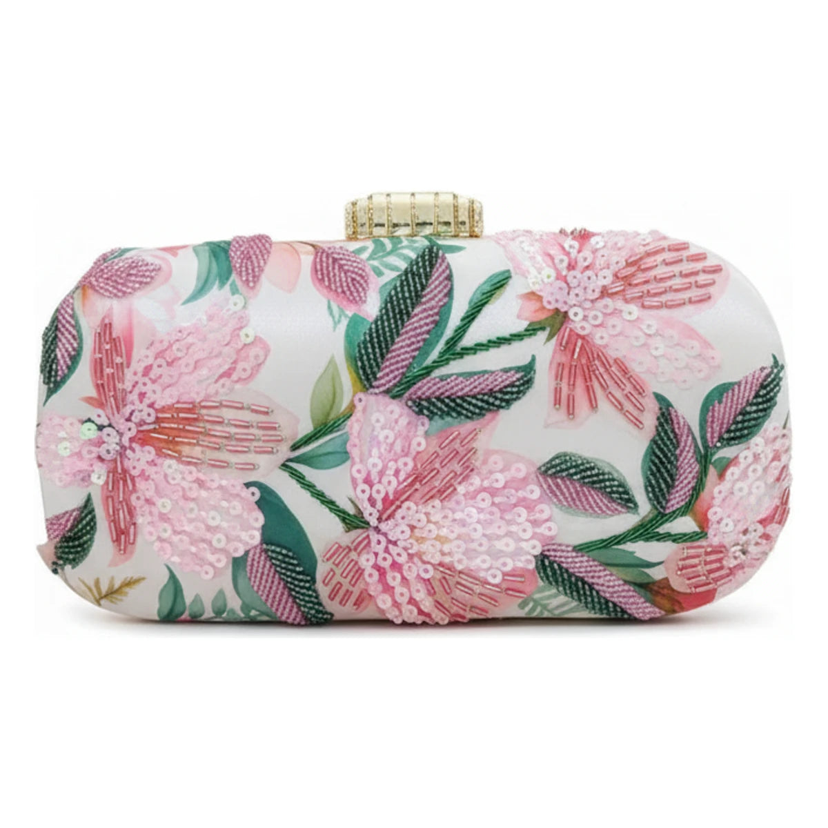 Bolso Ovalado Lennox Roselia Blanco, Rosa y Verde