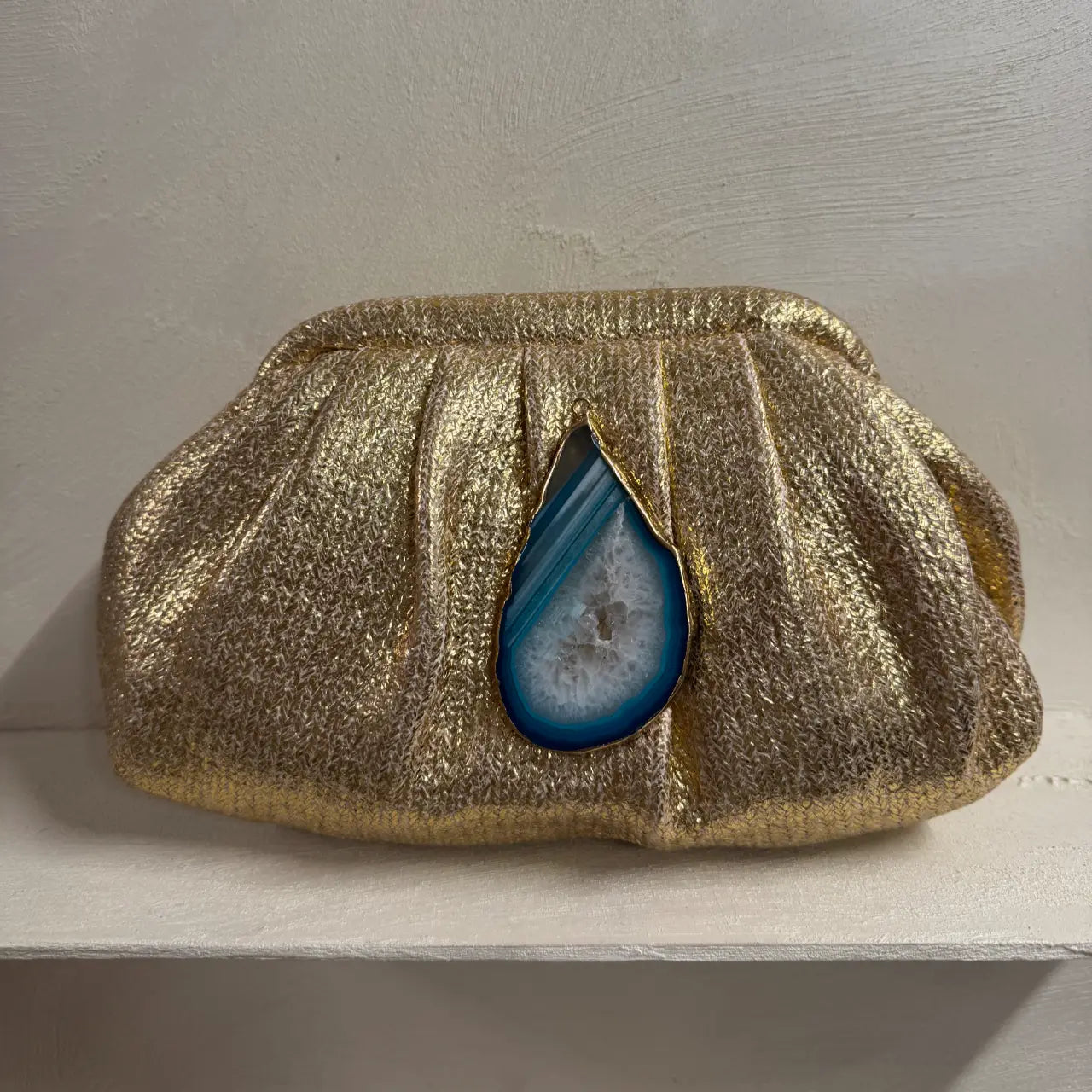Bolso Ojal Dorado Piedra Azul