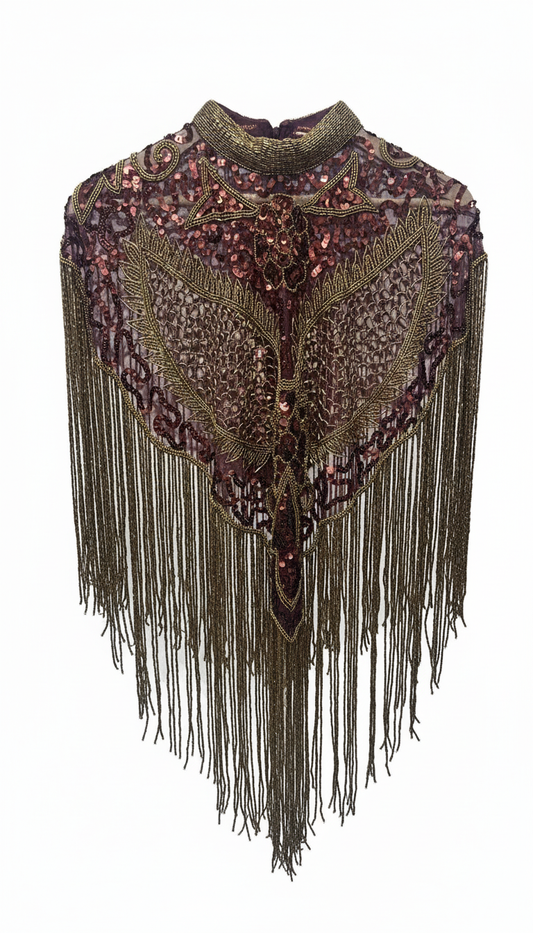 Capa Joya Aura Lentejuelas Berenjena