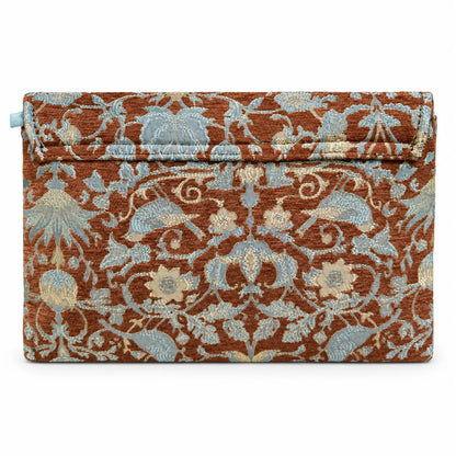 Bolso Sobre Tapiz Estampado Damasco Teja y Azul
