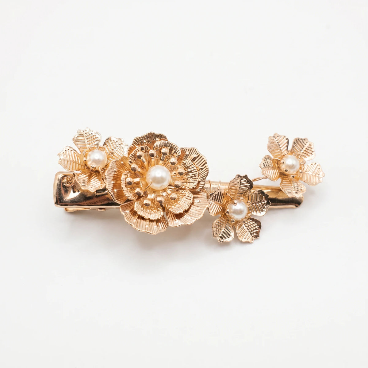 Pinza Avior 4 Flores Doradas y Perlas M