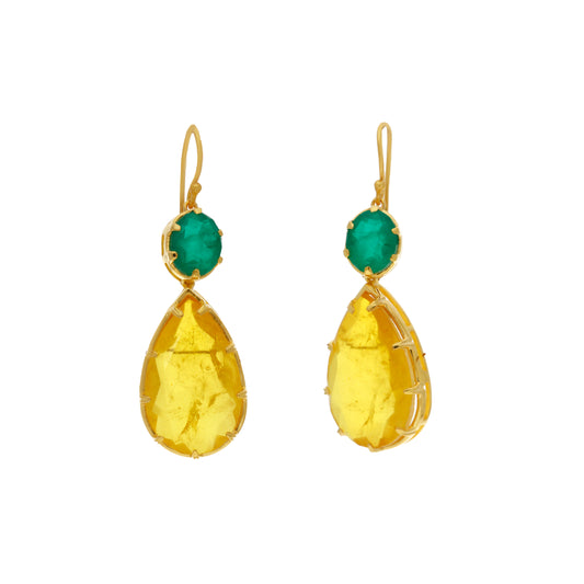 Pendientes Doublet Crepúsculo Verde y Amarillo