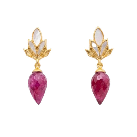 Pendientes Serenna Blanco nácar y Rubí
