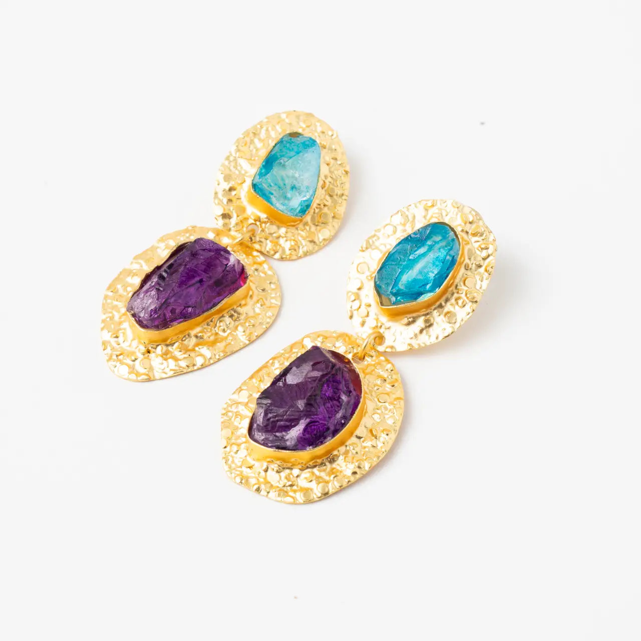 Pendientes Elenis Ed. Limitada Rough Azul Turquesa y Morado