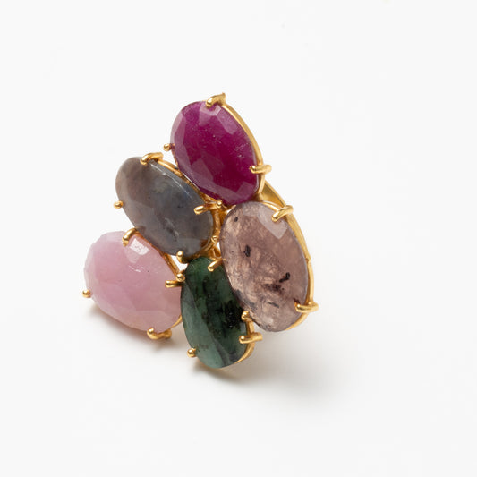 Anillo Mosaico Gaudí Ed. Limitada 8 Rubí, Marrón, Verde, Rosa y Gris