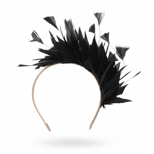 Tocado Diadema Viena Plumas Negra