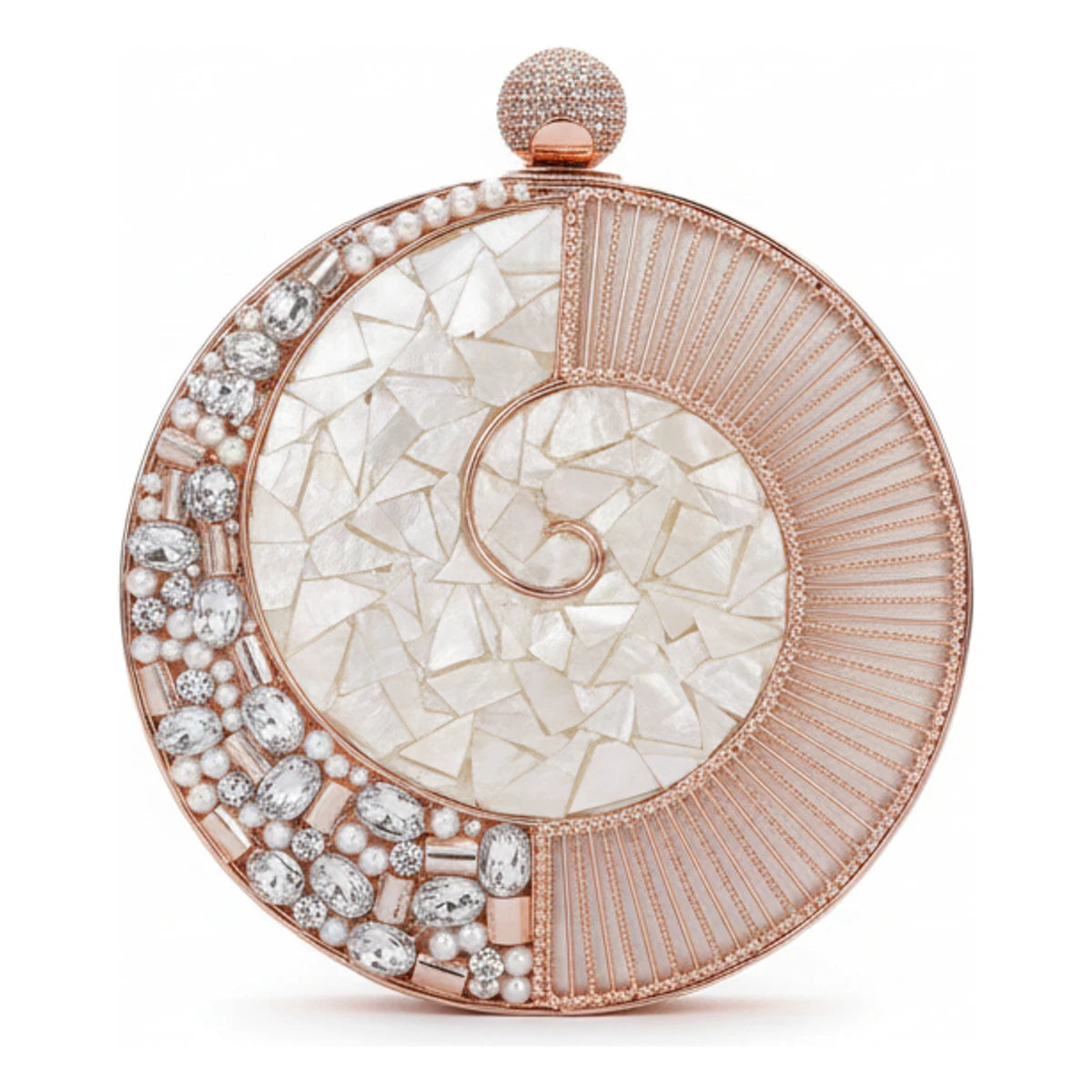Clutch Deluxe Circular Auriel Blanco nácar