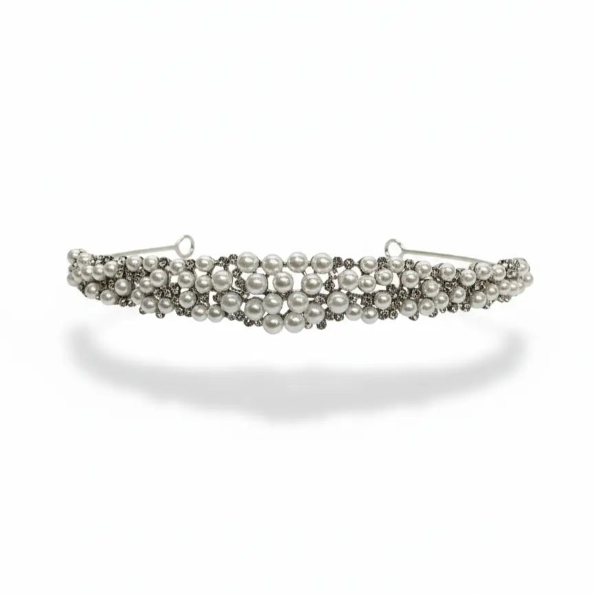Tiara Novia Braut Plata Perlas