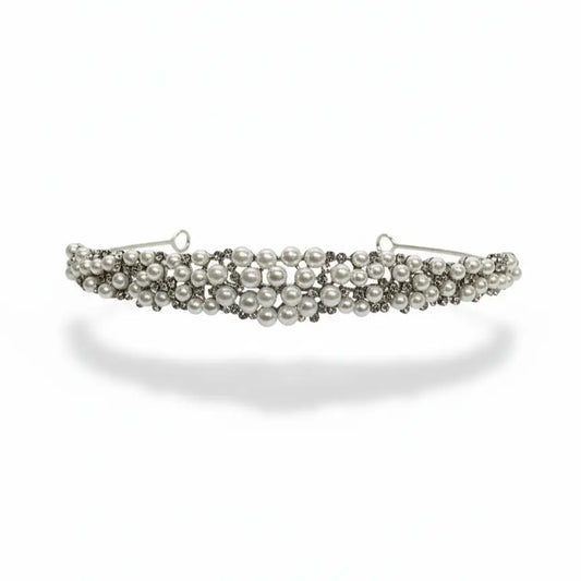 Tiara Novia Braut Plata Perlas