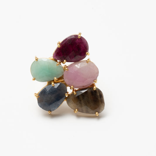 Anillo Mosaico Gaudí Ed. Limitada 3 Rubí, Rosa, Marrón y Verdes