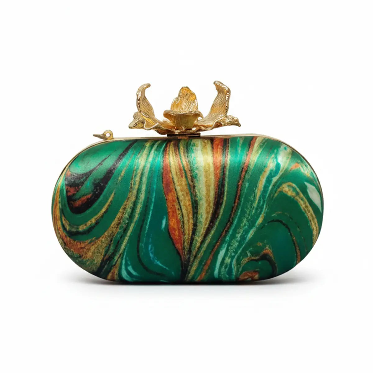 Bolso Ovalado Flor Garra Print Art Verde tropical