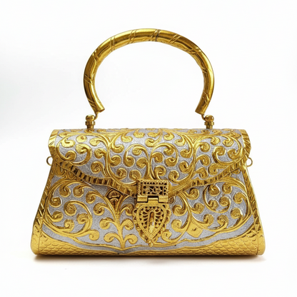 Bolso Cofre Asa Oroza Plata y Oro