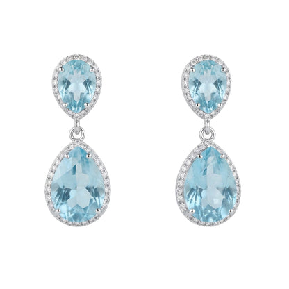 Pendientes Aquanova Plata Azul claro aguamarina