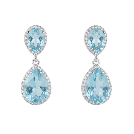 Pendientes Aquanova Plata Azul claro aguamarina