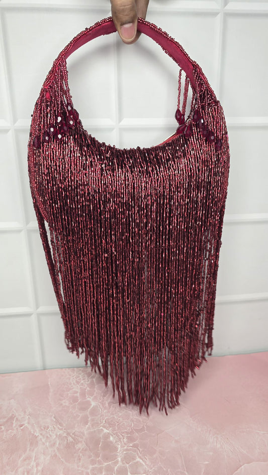Bolso Asa Surco Flecos Burdeos