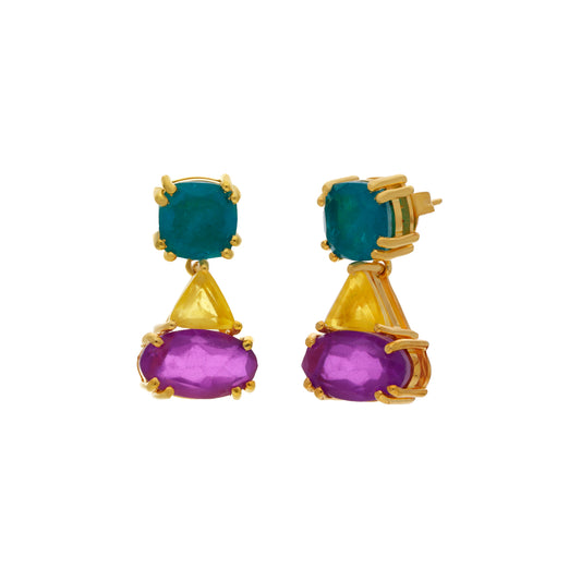 Pendientes Doublet Kaleidoscope Verde, Amarillo y Morado
