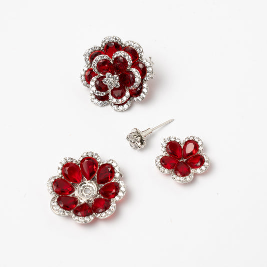 Venta Flash Vintage Pendientes Eclara Desmontables Ed. Limitada Plata Shine Rojo