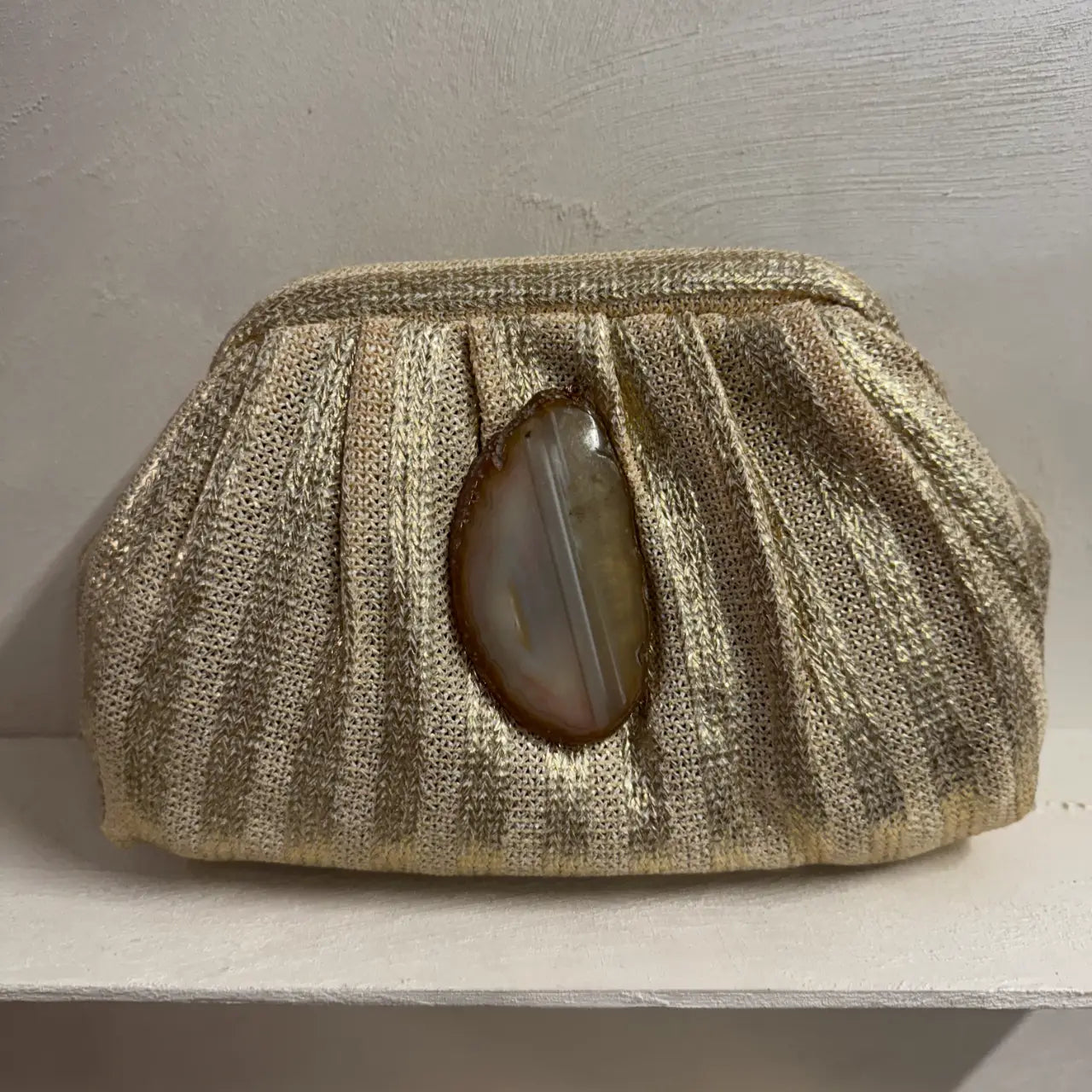 Bolso Ojal Dorado Piedra Marrón