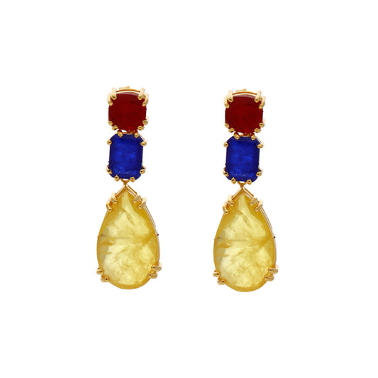 Pendientes Doublet Mango Rojo, Azul y Amarillo