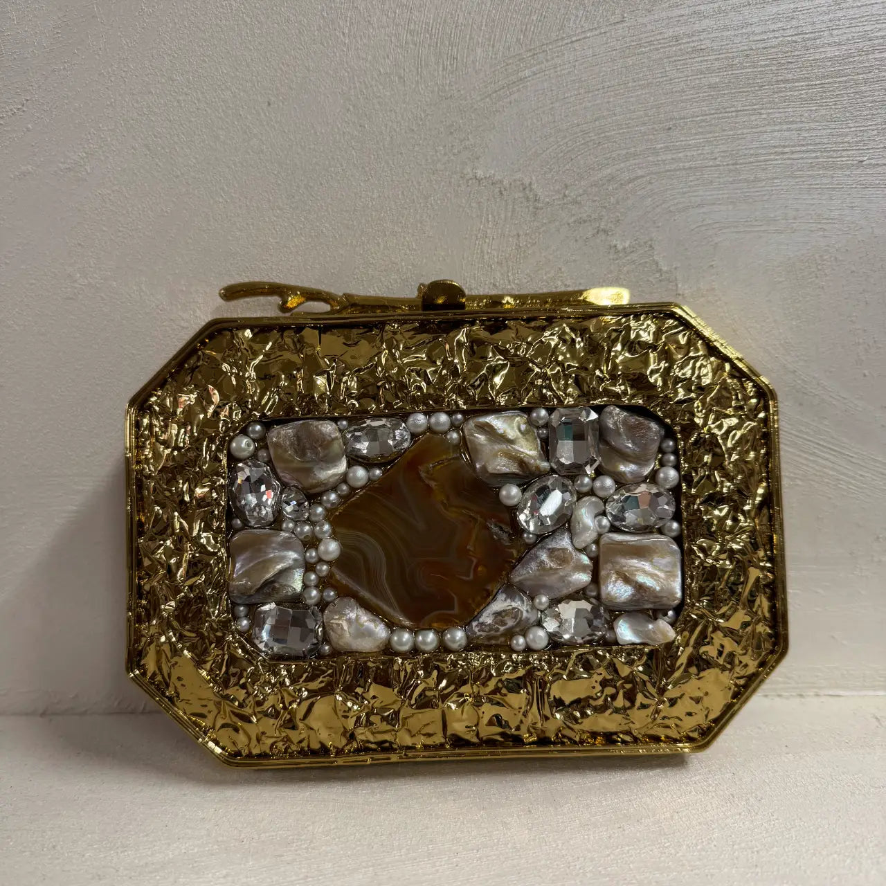 Clutch Deluxe Glacial Cristal y Stone Marrón