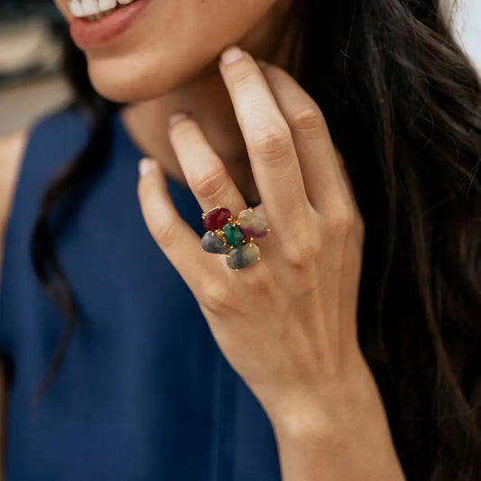 Anillo Mosaico Gaudí Ed. Limitada 9 Verde, RubÍ, Amarillo y Gris