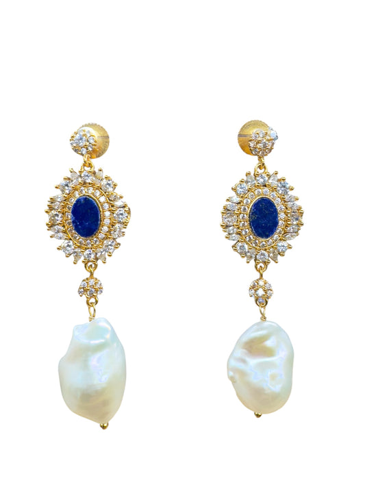 Pendientes Eminencia Shine, Azul Lapis y Perla